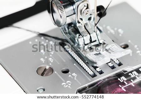 Sewing machine close up detail  trendy macro photo
