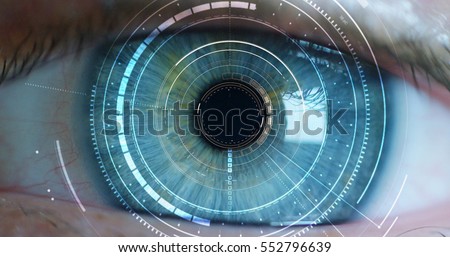 beautiful blue eye, technology, video Royalty-Free Stock Photo #552796639