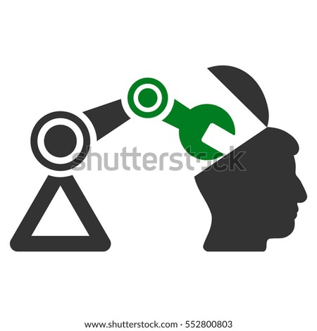 Open Head Surgery Manipulator vector pictograph. Style is flat graphic bicolor symbol, green and gray colors, white background.