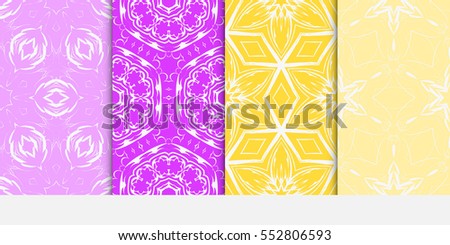 set of Geometric seamless pattern. Modern floral ornament. vector illustration. For the interior design, wallpaper, decoration print, fill pages