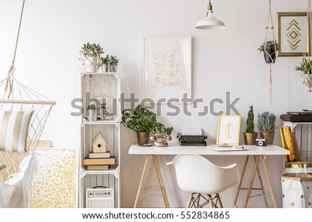Loft apartment with stylish gold decorations