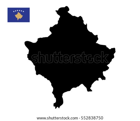 Kosovo Map with Flag Vector