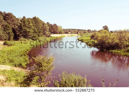 Beautiful landscape with river/toned photo