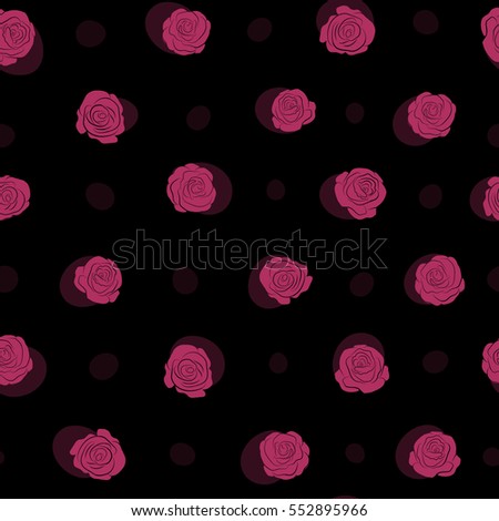 Vector seamless pattern. Greeting card with pink roses, watercolor, can be used as invitation card for wedding, birthday and other holiday and summer background.
