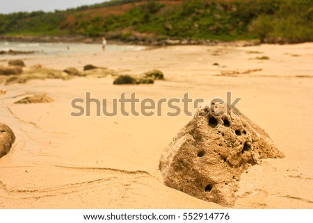 the rock on the beach