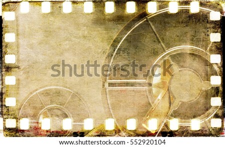Vintage sepia film strip frame with coil.