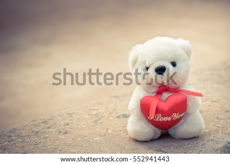 teddy bear and heart in valentine day