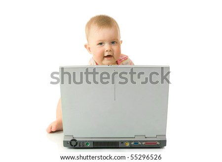 Small baby with laptop