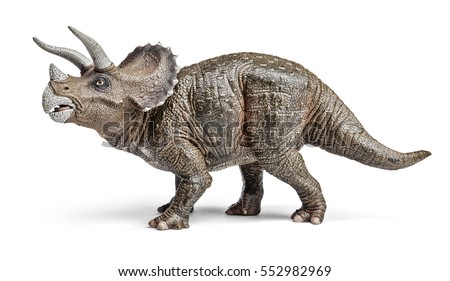 Triceratops dinosaurs toy isolated on white background with clipping path. Royalty-Free Stock Photo #552982969