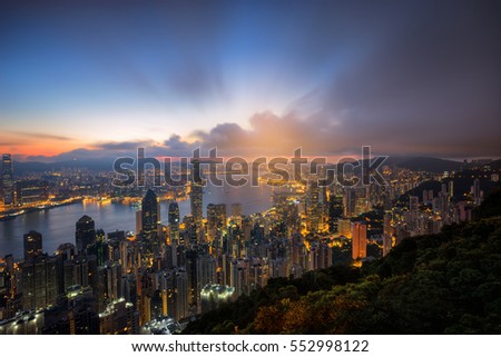 Cityscape from top view before sunrise