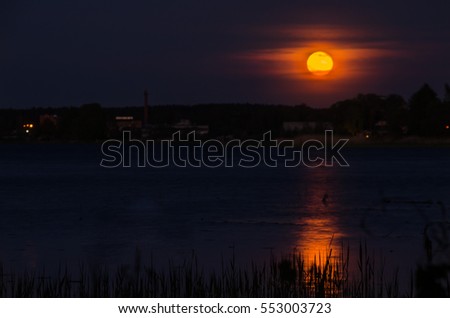 moonrise over lake