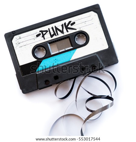 punk musical genre audio tape label text