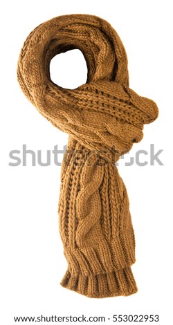  Scarf isolated on white background.Scarf  top view .brown scarf.