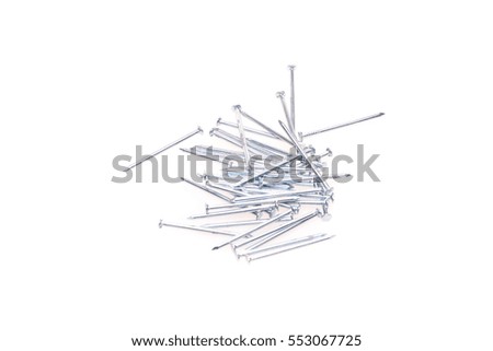 Set of metal nail isolated on white background