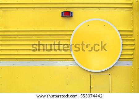 Yellow Blank Colorful Sign on Side of Vintage Bus