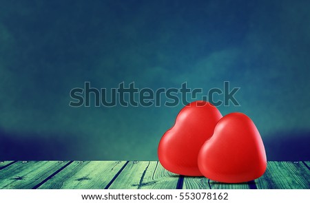 Red heart on the wooden background for Valentine day