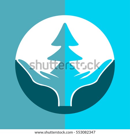 vector eco logo for business. Purification environment. Pine tree in hands