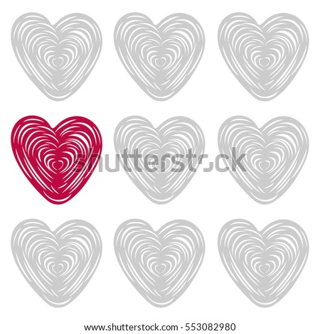 Vector illustration ard Happy Valentines Day. Love heart. Background With Hearts. Web graphics, banners, advertisements, stickers, labels, business templates. Isolated on a white background