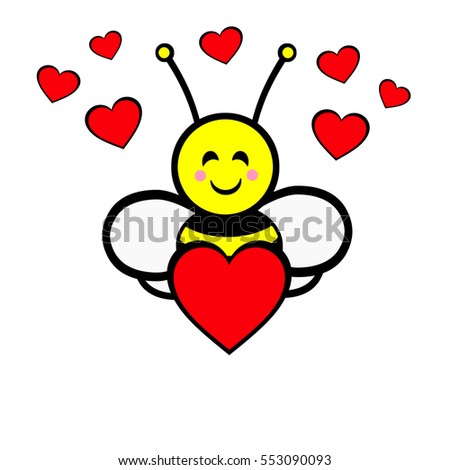 Bumble Bee - red hearts