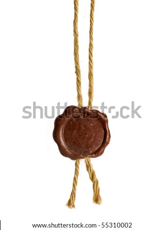 Post stamps , Empty seal wax with the cord isolated on white
