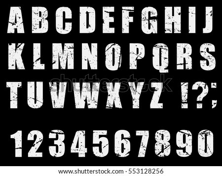 Grunge Distress Ink Splash Letters. Dirty Texture Letter Font. Alphabet. Vector.
