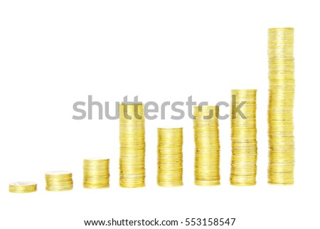 stock of coins isolated on a whiteness