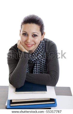 College student on isolated white background