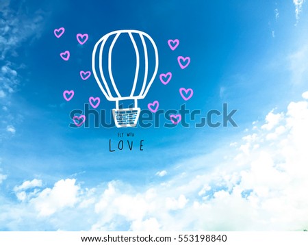 Love balloon illustration on blue sky background