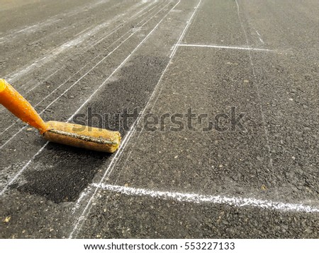 Traffic line painting . Road Vehicles.