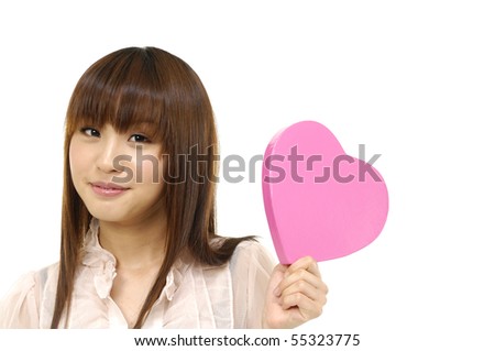 Asian young girl with heart box
