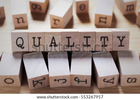 Quality Word In Wooden Cube