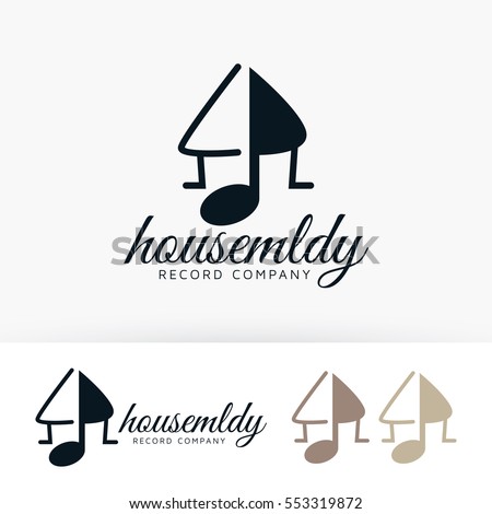House melody logo design. House, Studio, Music record logo concept. Vector logo template