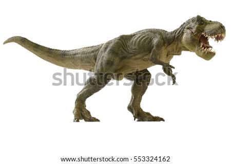 shooting dinosaur on white background Royalty-Free Stock Photo #553324162