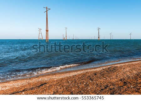 Abandoned power supports in sea