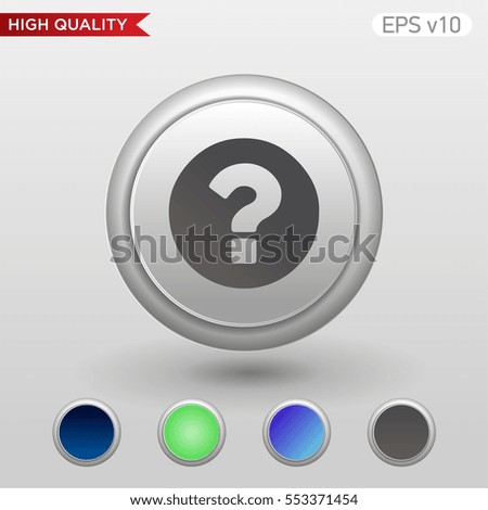 Colored icon or button of question symbol with background