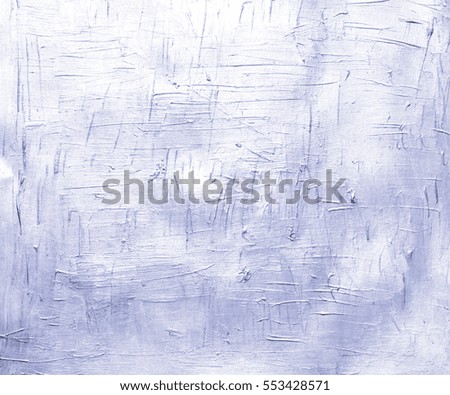 Pale blue painted canvas with brush strokes. Metallic effect background for card or banner template. Silver acrylic paint strokes texture closeup photo. Shiny party invitation or wedding backdrop