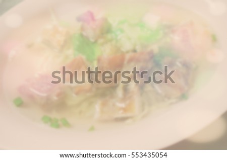 Blurred abstract background and can be illustration to article of noodles and vegetables