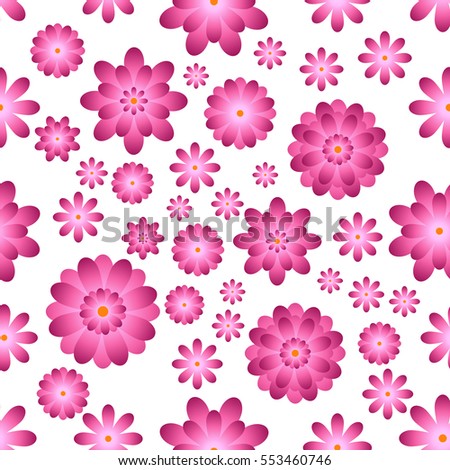 Pink flowers seamless. Repeating Modern Floral Background Pattern. Flower Seamless Pattern