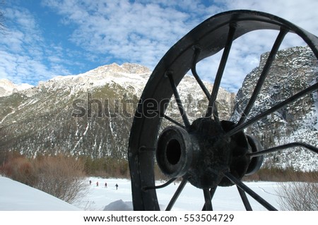 Winter Scene at Lago di Landro, Dolomites, Italy