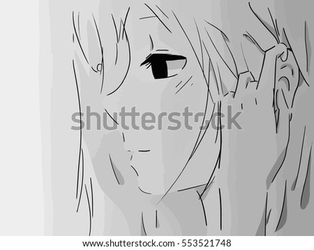 portrait of a girl, vector, in anime style.