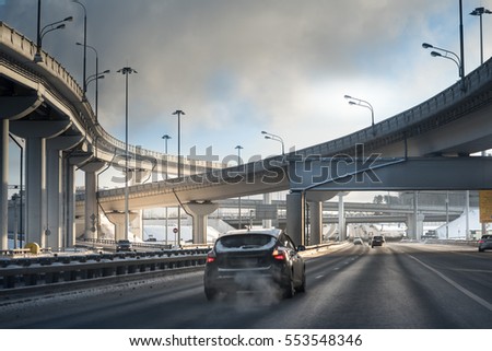 highway junction at the middle of the day. Moscow