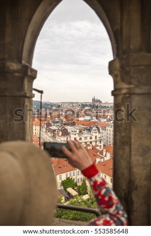 Tourist is taking picture in the City hall tower