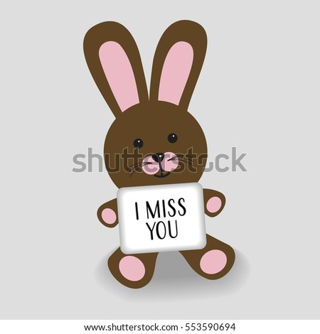 Pink bunny with message I miss you