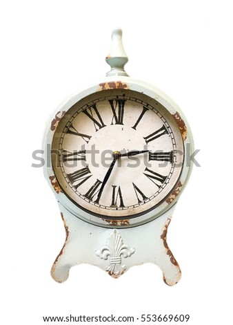 Old white watch on white background