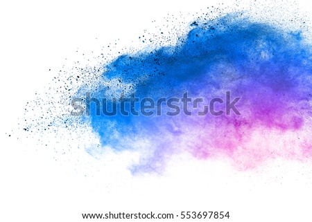 abstract powder splatted background. Pink powder explosion on black background. Colored cloud. Colorful dust explode. Paint Holi.