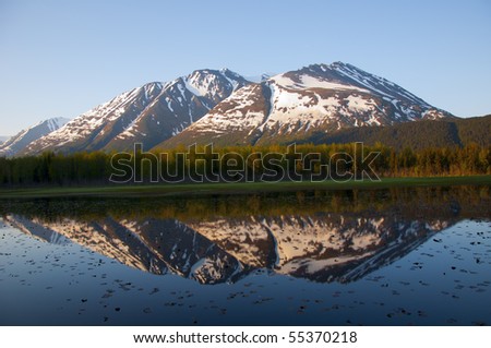 Reflected view of Paradise Peak in Alaska