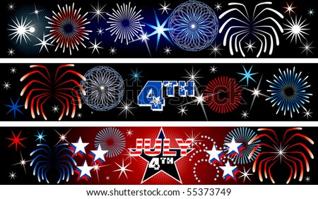 Vector Illustration for the 4th of July Independence Day Banners Background. Set of 3.