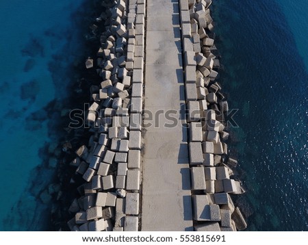 Top view aerial photo from drone of a pier in Sicily 