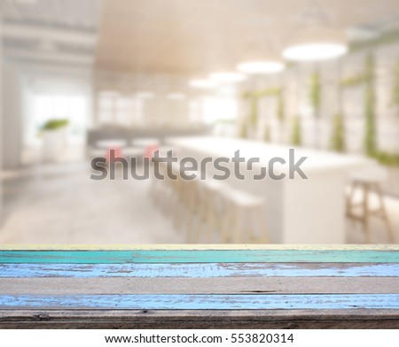 Table Top And Blur Restaurant Of Background