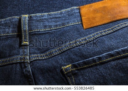Dark blue jeans close up